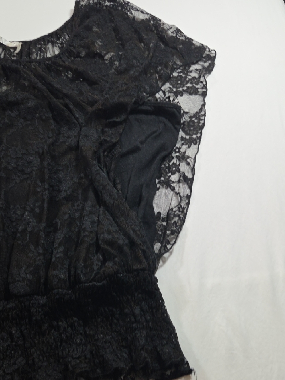 Black Lace Wide Open Sleeve Top  Blouse Boho Festival Elastic Hem Flowy Tank 3X - Picture 10 of 10